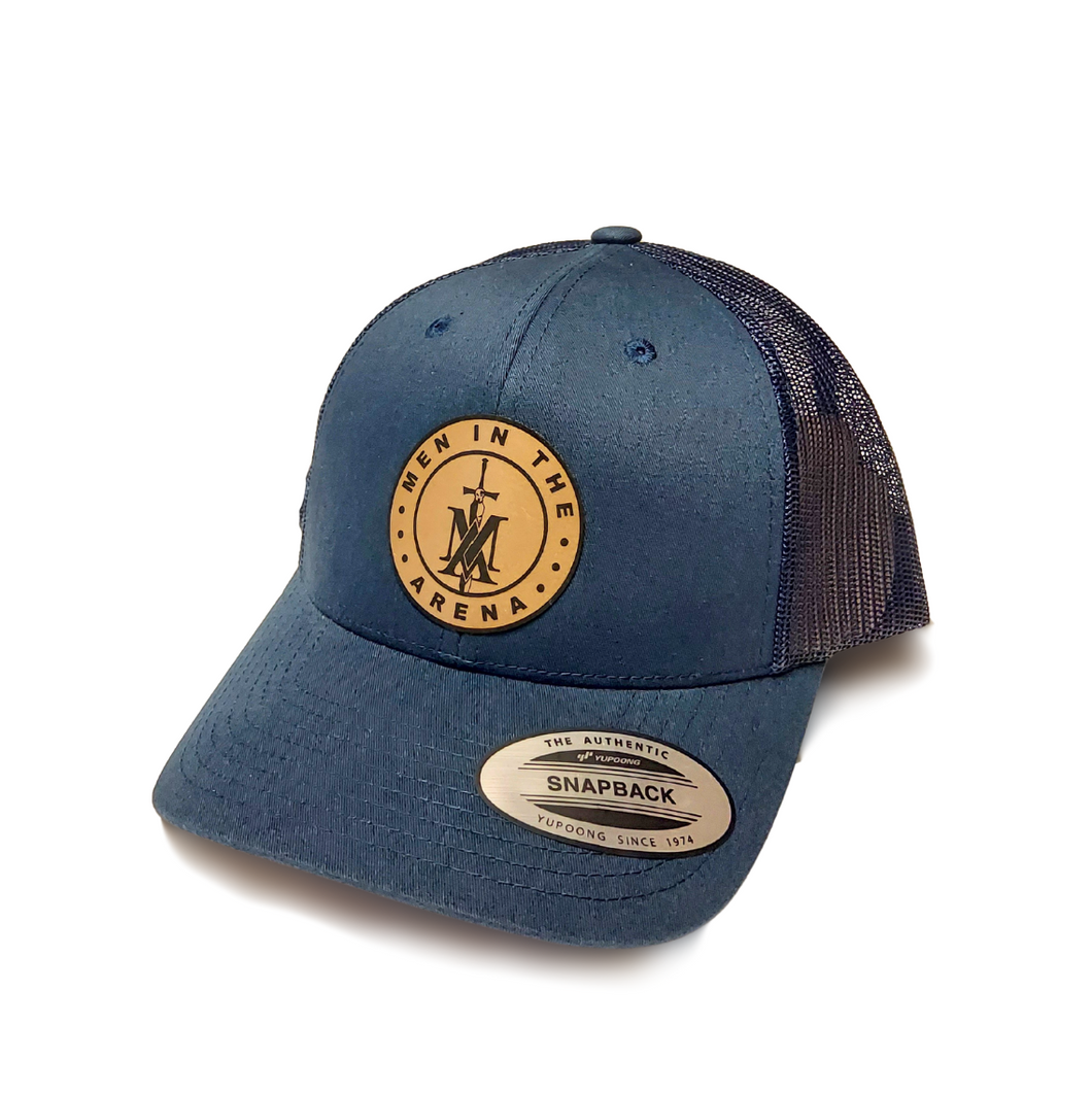 Trucker Hat (Navy w/ Brown Leather Patch)